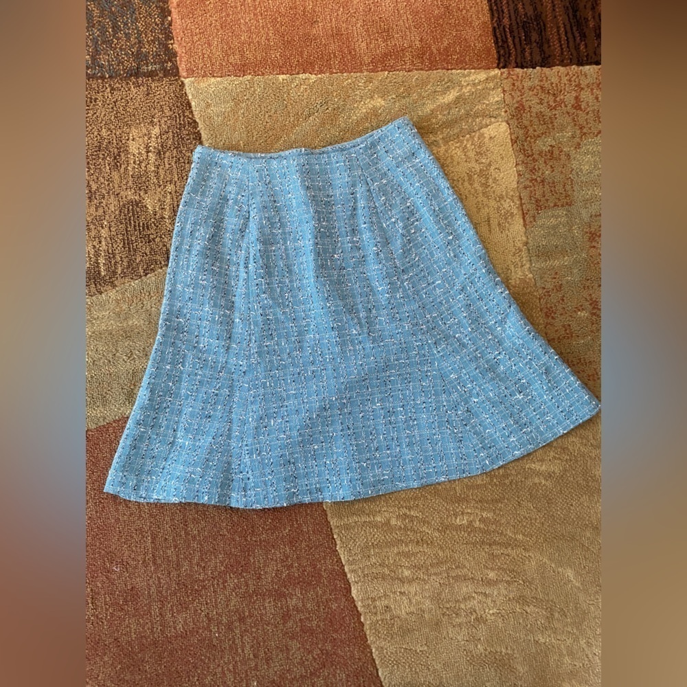 Rafaella Blue Tweed Wool Blend Lined Skirt